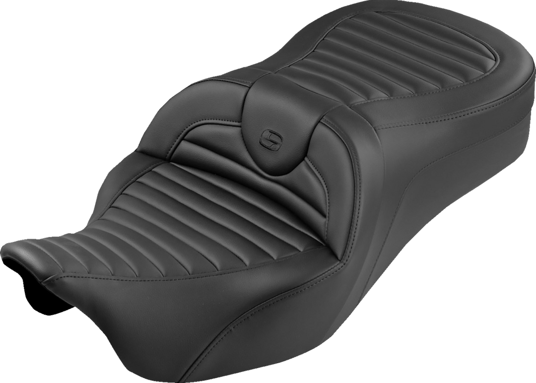 SADDLEMEN Roadsofa™ King Seat - Without Backrest - Tuck-n-Roll - Black Stitch - FLH/FLT '08-'25 808-07B-202S00