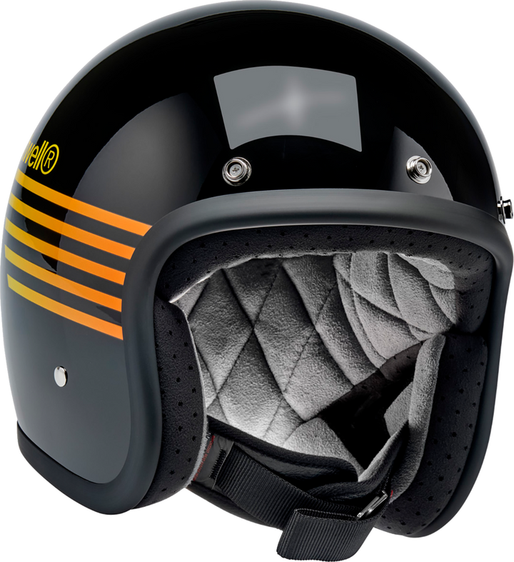 Biltwell Bonanza Helmet - Lightspeed - Gloss Black/Orange/Yellow