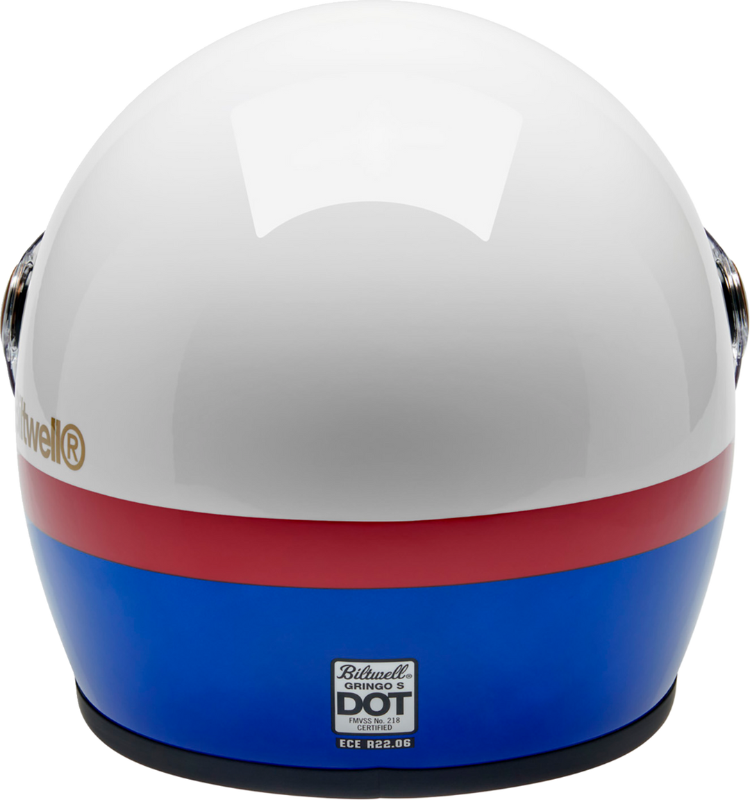 Biltwell Gringo S Helmet - Apex - White/Red/Blue