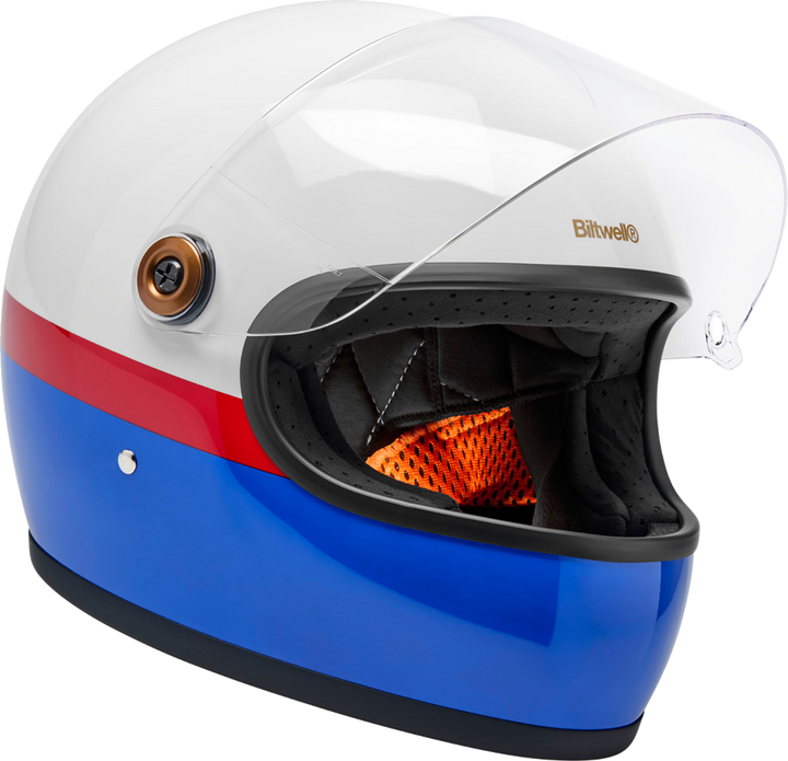 Biltwell Gringo S Helmet - Apex - White/Red/Blue