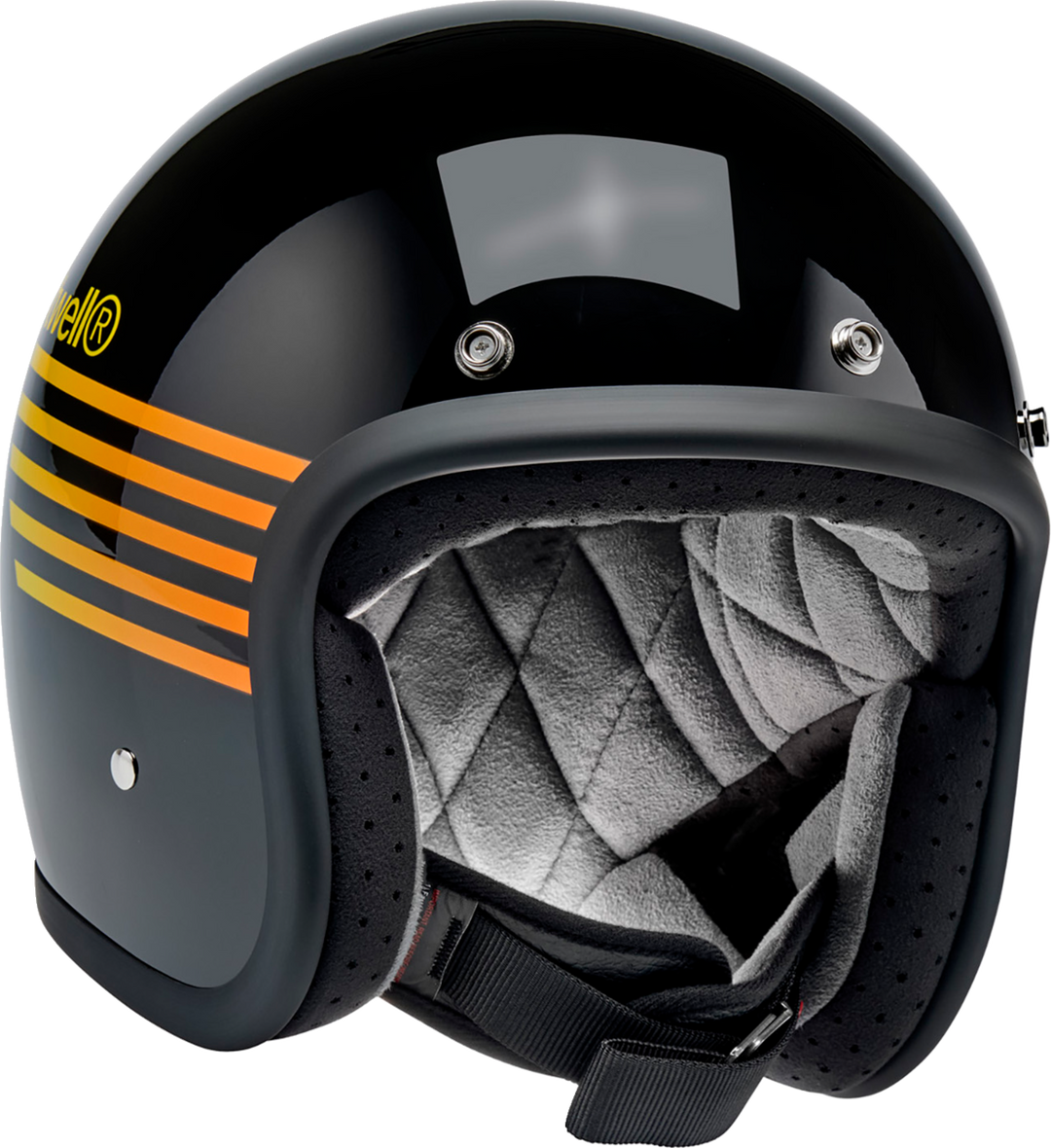 Biltwell Bonanza Helmet - Lightspeed - Gloss Black/Orange/Yellow