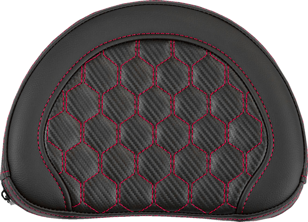 SADDLEMEN Contoured Sissy Bar Pad - Honeycomb - Red Stitch - 2" Thick 051319004