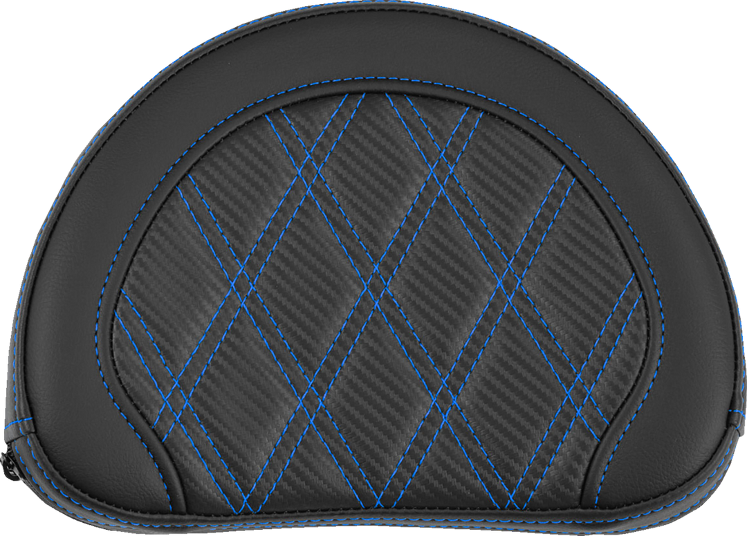 SADDLEMEN Contoured Sissy Bar Pad - Lattice Stitch - Blue Stitch - 2" Thick 051320701