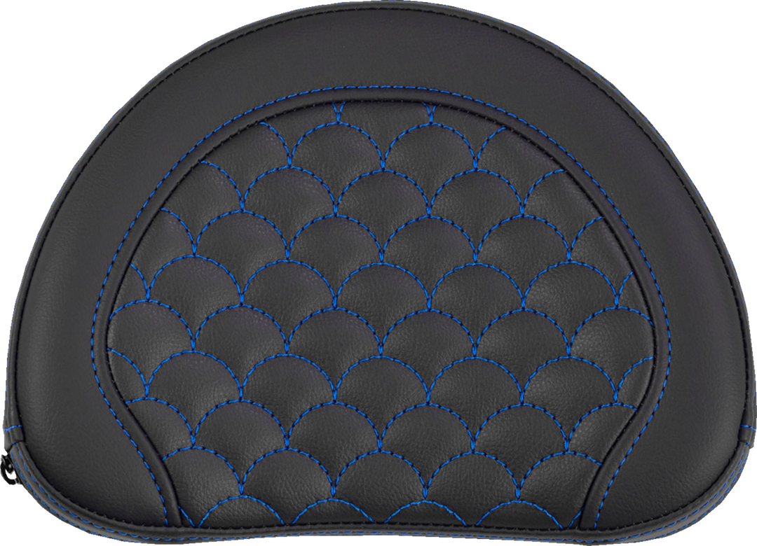 SADDLEMEN Contoured Sissy Bar Pad - Dragon Scale - Blue Stitch - 2" Thick 051320901