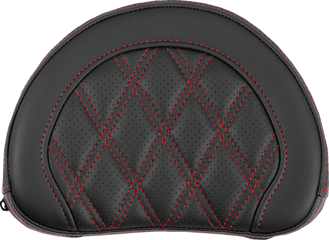 SADDLEMEN Contoured Sissy Bar Pad - Lattice Stitch - Red Stitch - 2" Thick 051318404