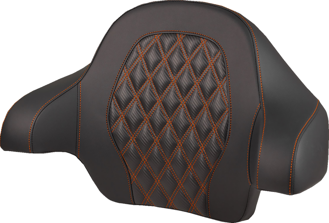 SADDLEMEN Tour-Pak® Backrest Pad - Lattice Stitch - Orange Stitch - FL '14-'25 814-07-20703