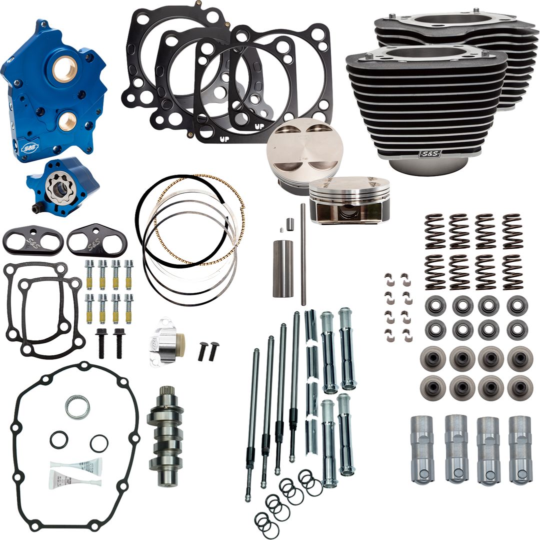 S&S CYCLE Power Pack - Oil Cooled - 550C - Wrinkle Black w/Highlight - Chrome Pushrod Tubes - M8 310-1052D