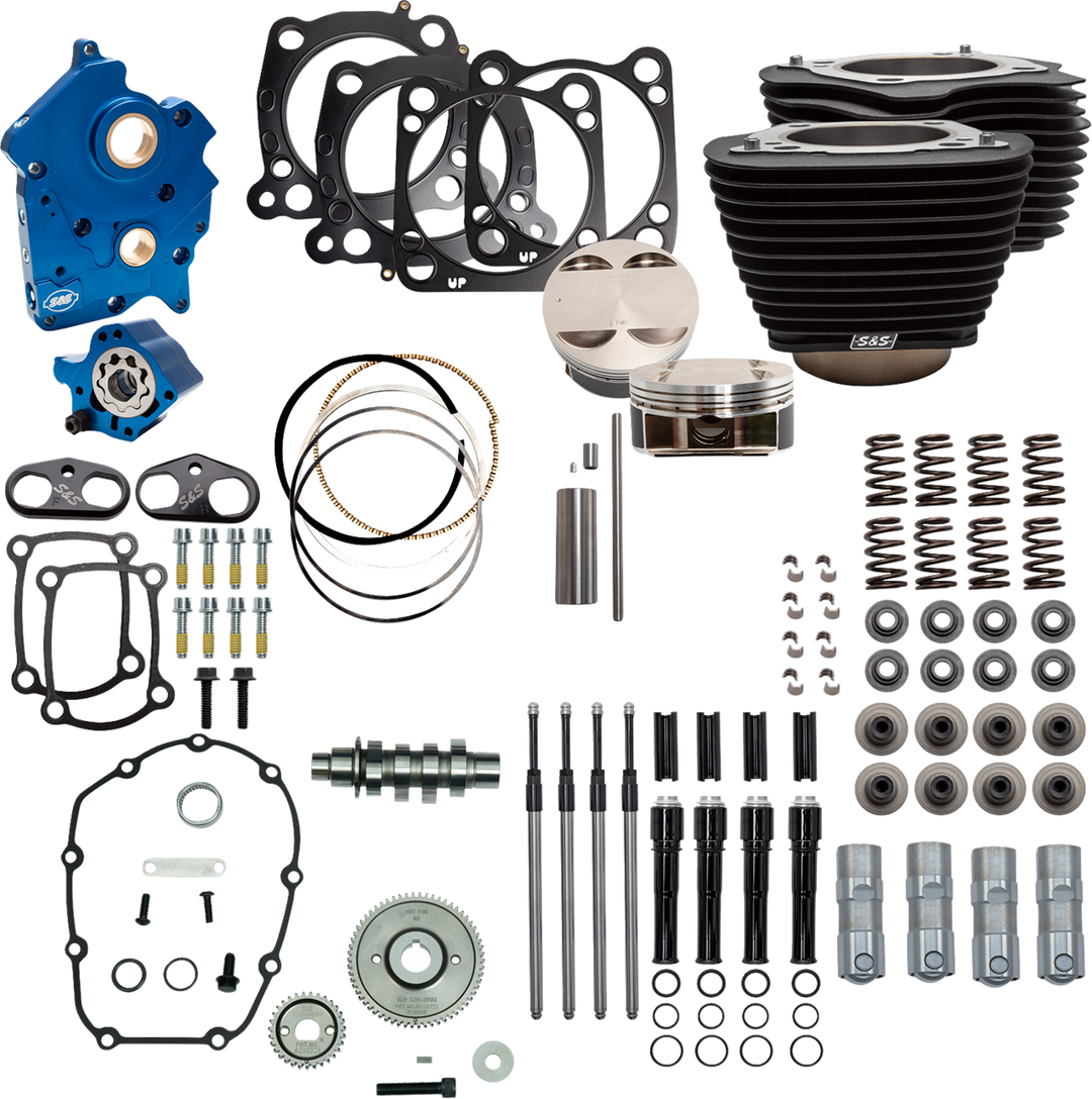 S&S CYCLE Power Pack - Oil Cooled - 550G - Wrinkle Black w/o Highlight - Black Pushrod Tubes - M8 310-1059D
