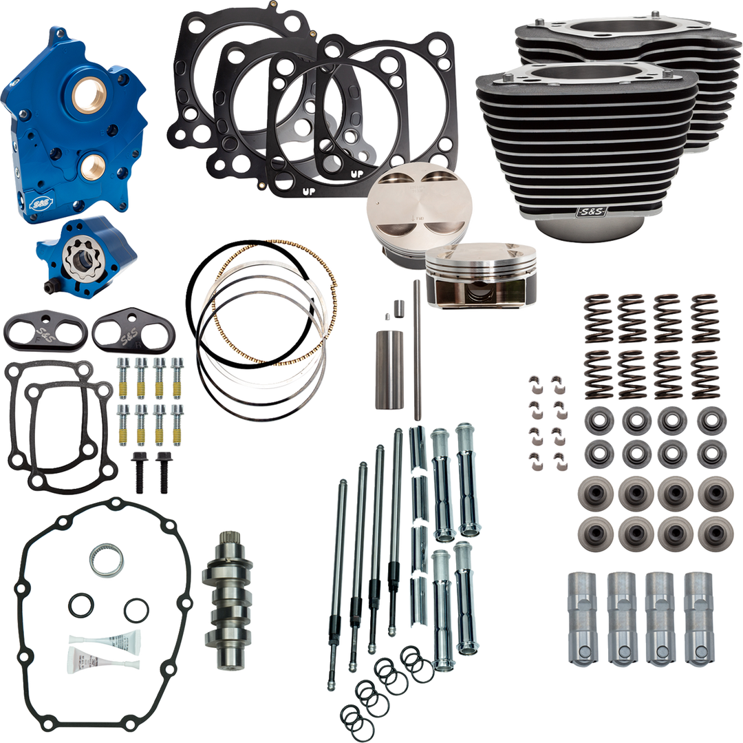 S&S CYCLE Power Pack - Water Cooled - 550C - Wrinkle Black w/Highlight - Chrome Pushrod Tubes - M8 310-1101D