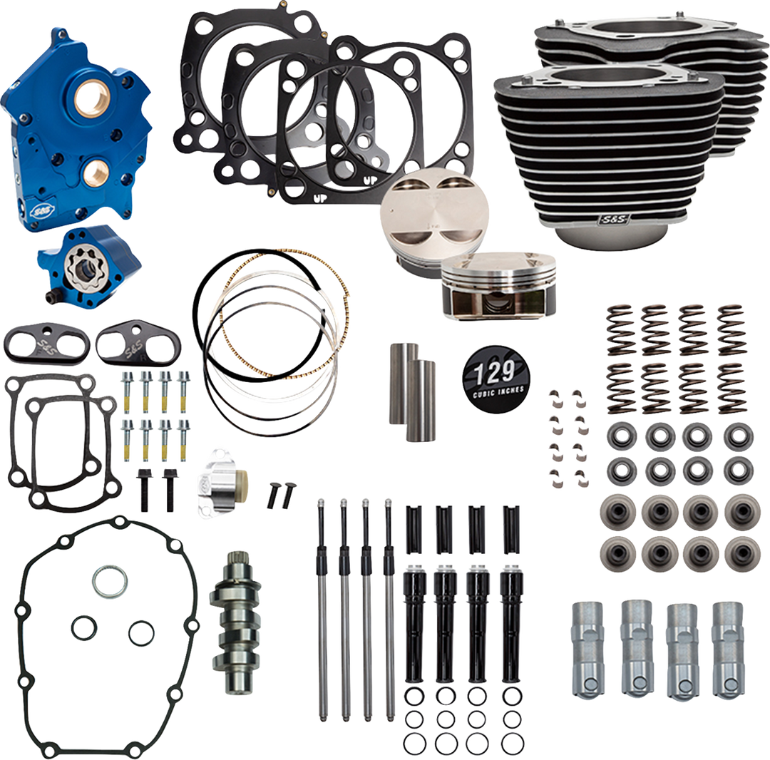 S&S CYCLE Power Pack - Oil Cooled - 550C - Wrinkle Black w/Highlight - Black Pushrod Tubes - 107" M8 310-1225D