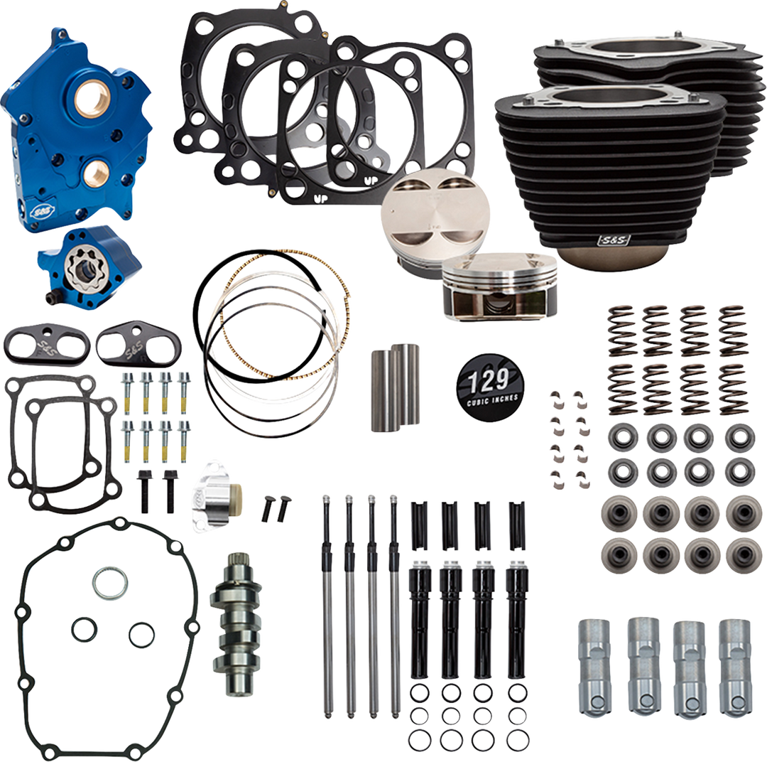 S&S CYCLE Power Pack - Oil Cooled - 550C - Wrinkle Black w/o Highlight - Black Pushrod Tubes - 107" M8 310-1226D