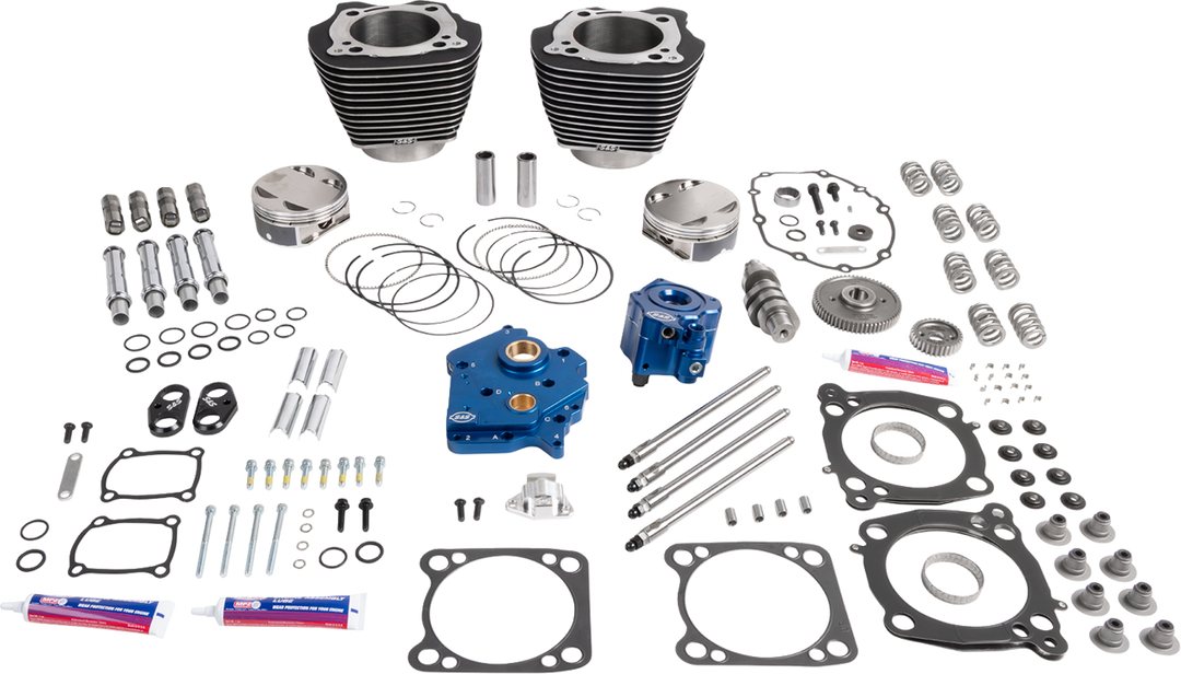 S&S CYCLE Power Package - Oil Cooled - 496 Chain Drive - Wrinkle Black w/Highlight - M8 310-1390A