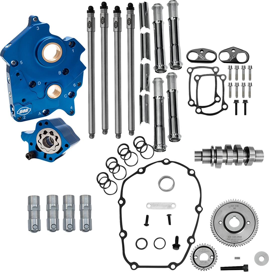 S&S CYCLE Cam Chest Kit - Water Cooled - Gear Drive - 496 Cam - Chrome Pushrod Tubes - M8 310-1386A