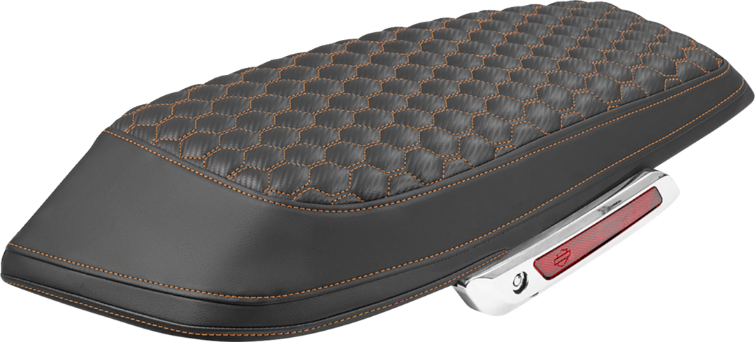 SADDLEMEN Saddlebag Lid Covers - Honeycomb - Orange Stitch - FLH/FLT '23-'25 L870-23-19003