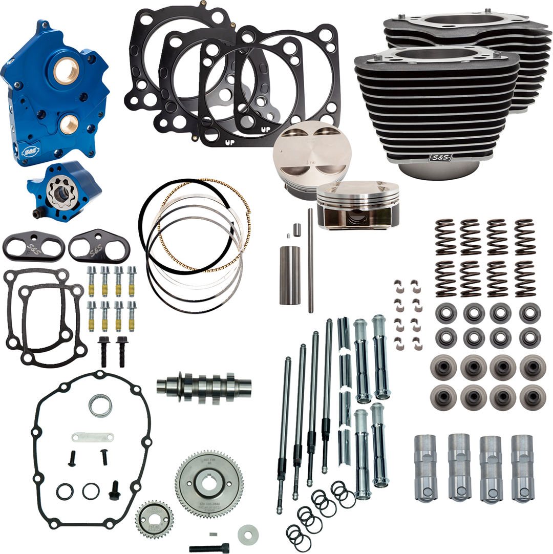 S&S CYCLE Power Pack - Water Cooled - 550G - Wrinkle Black w/Highlight - Chrome Pushrod Tubes - M8 310-1051D