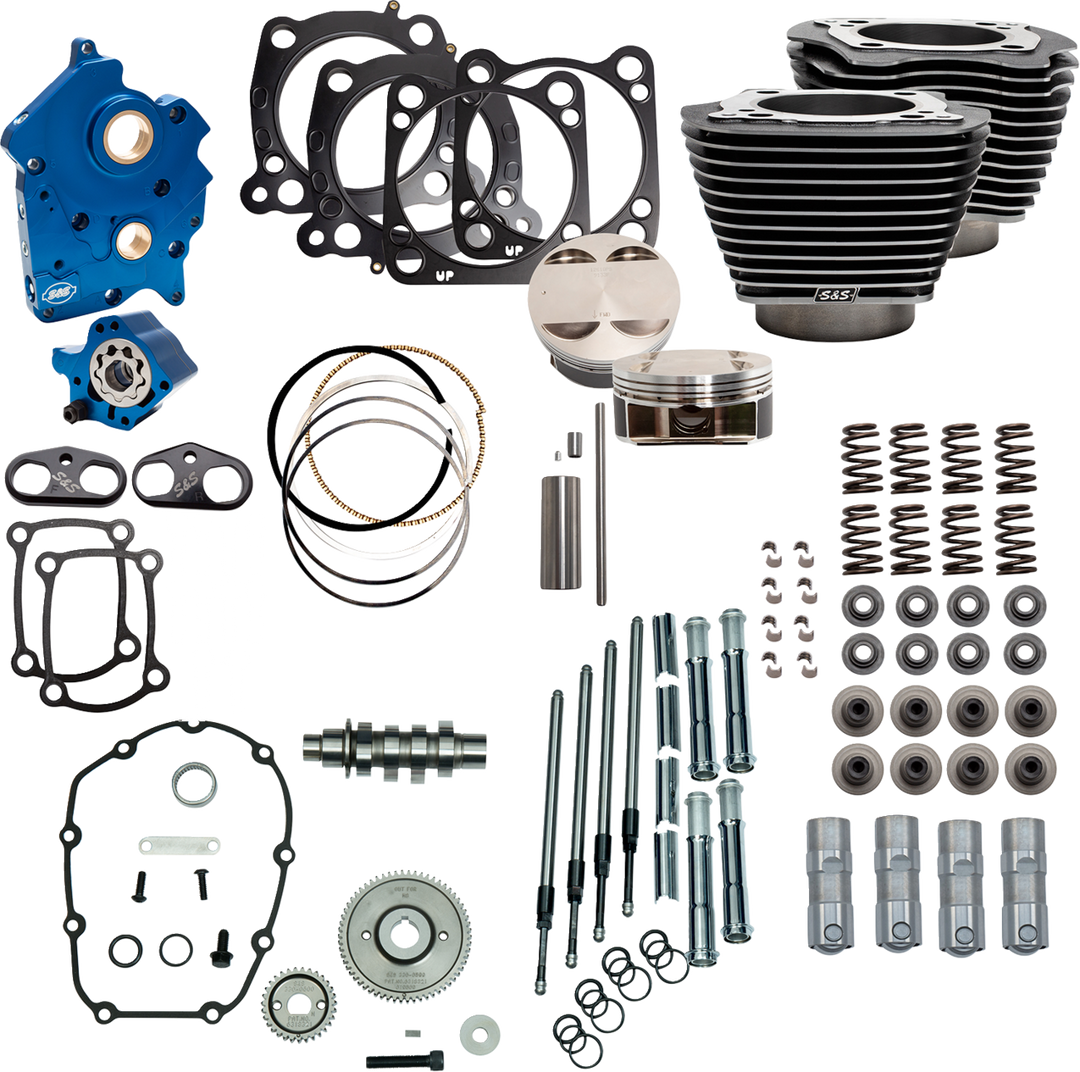 S&S CYCLE Power Pack - Oil Cooled - 550G - Black Granite w/Highlight - Chrome Pushrod Tubes - M8 310-1110D