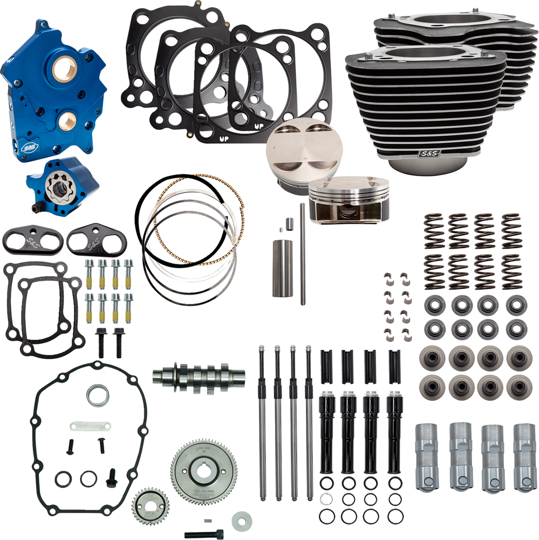 S&S CYCLE Power Pack - Oil Cooled - 550G - Wrinkle Black w/Highlight - Black Pushrod Tubes - M8 310-1058D
