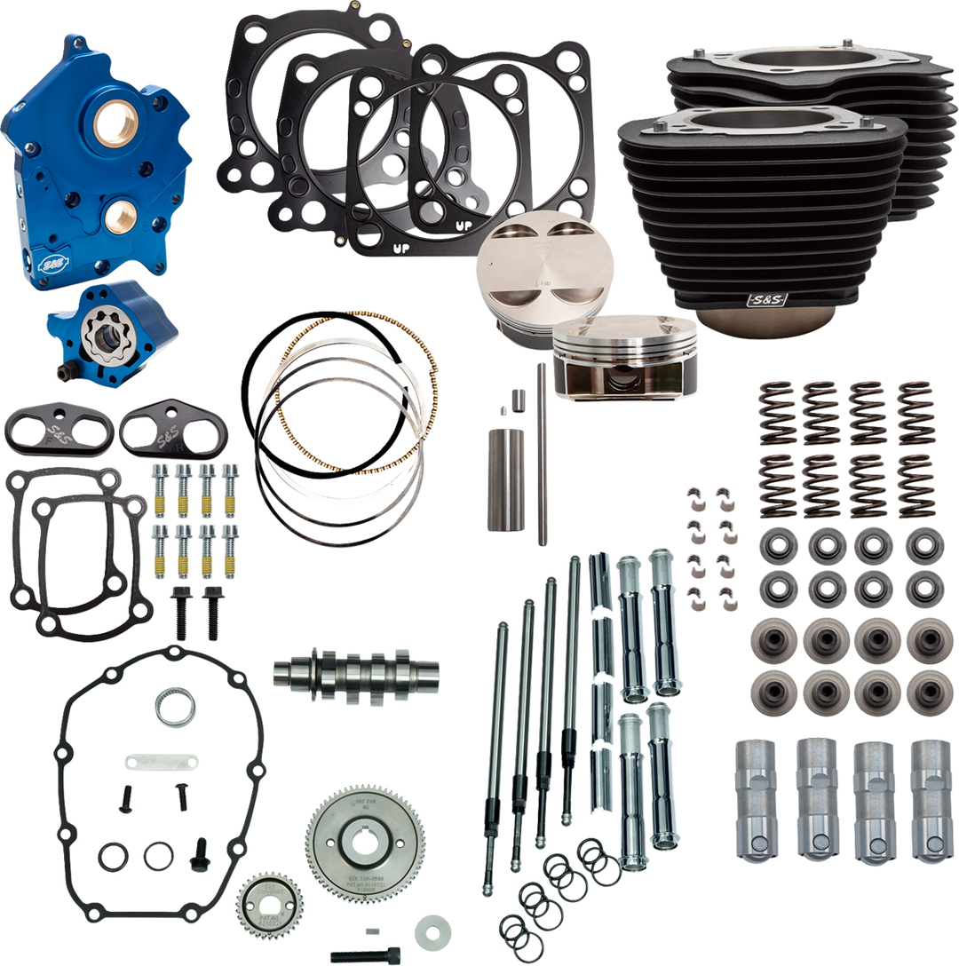 S&S CYCLE Power Pack - Oil Cooled - 550G - Wrinkle Black w/o Highlight - Chrome Pushrod Tubes - M8 310-1106D