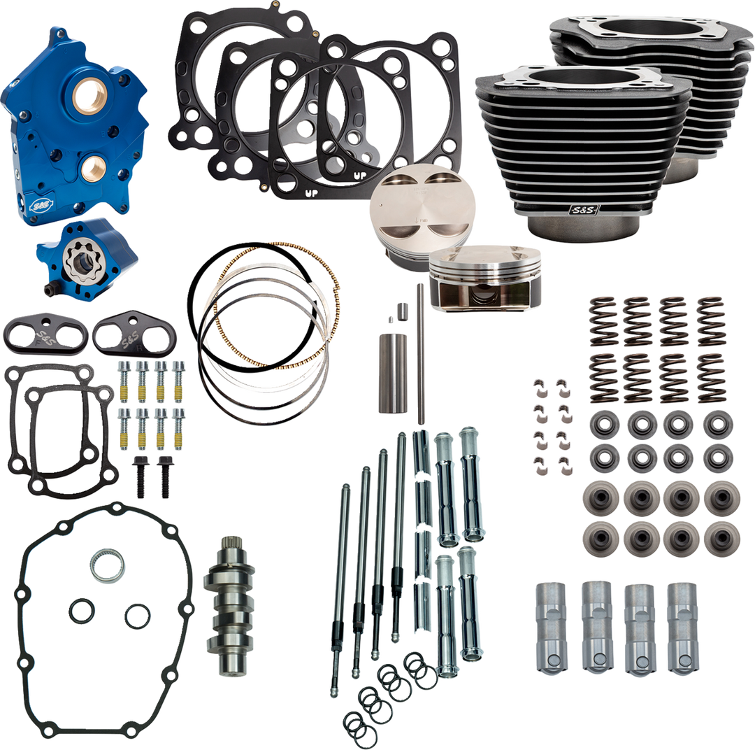 S&S CYCLE Power Pack - Water Cooled - 550C - Black Granite w/Highlight - Chrome Pushrod Tubes - M8 310-1107D