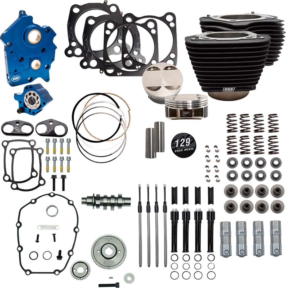 S&S CYCLE Power Pack - Oil Cooled - 550G - Wrinkle Black w/o Highlight - Black Pushrod Tubes - 107" M8 310-1228D
