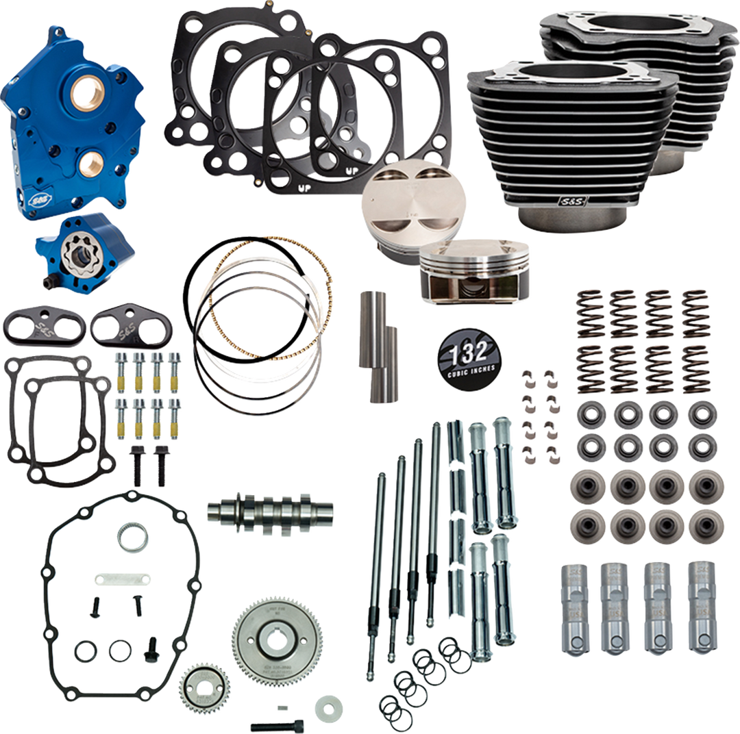 S&S CYCLE Power Pack - Water Cooled - 550G - Black Granite w/Highlight - Chrome Pushrod Tubes -114"/117" M8 310-1236D