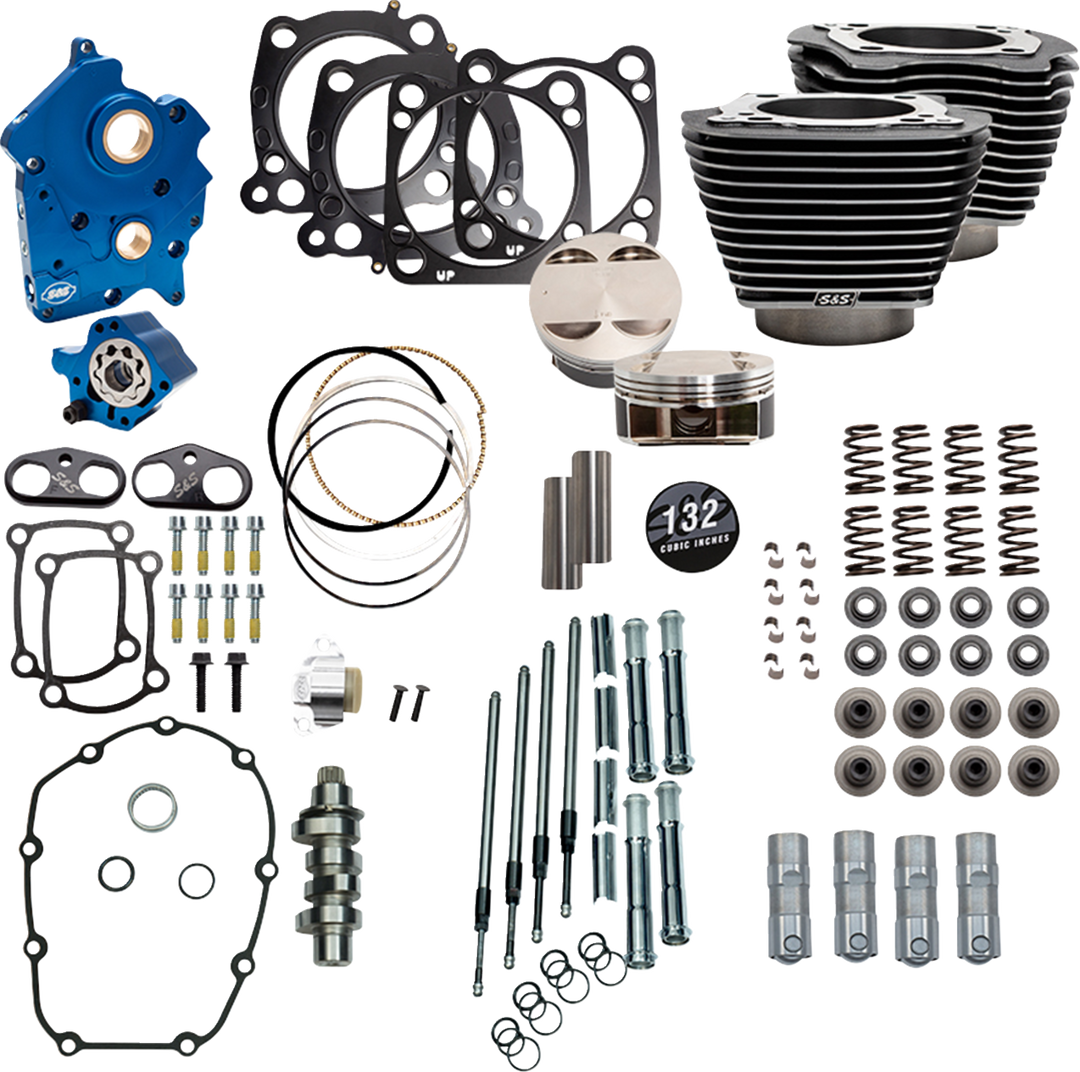 S&S CYCLE Power Pack - Oil Cooled - 550C - Black Granite w/Highlight - Chrome Pushrod Tubes - 114"/117" M8 310-1237D