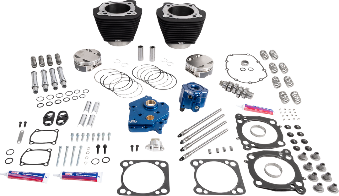 S&S CYCLE Power Package - Oil Cooled - 496 Chain Drive - Wrinkle Black w/o Highlight - M8 310-1389A
