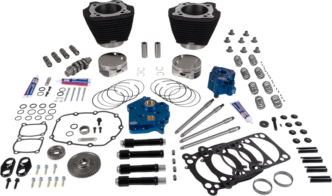 S&S CYCLE Power Pack - Oil Cooled - 496 Gear Drive - Wrinkle Black w/o Highlight - M8 310-1397A