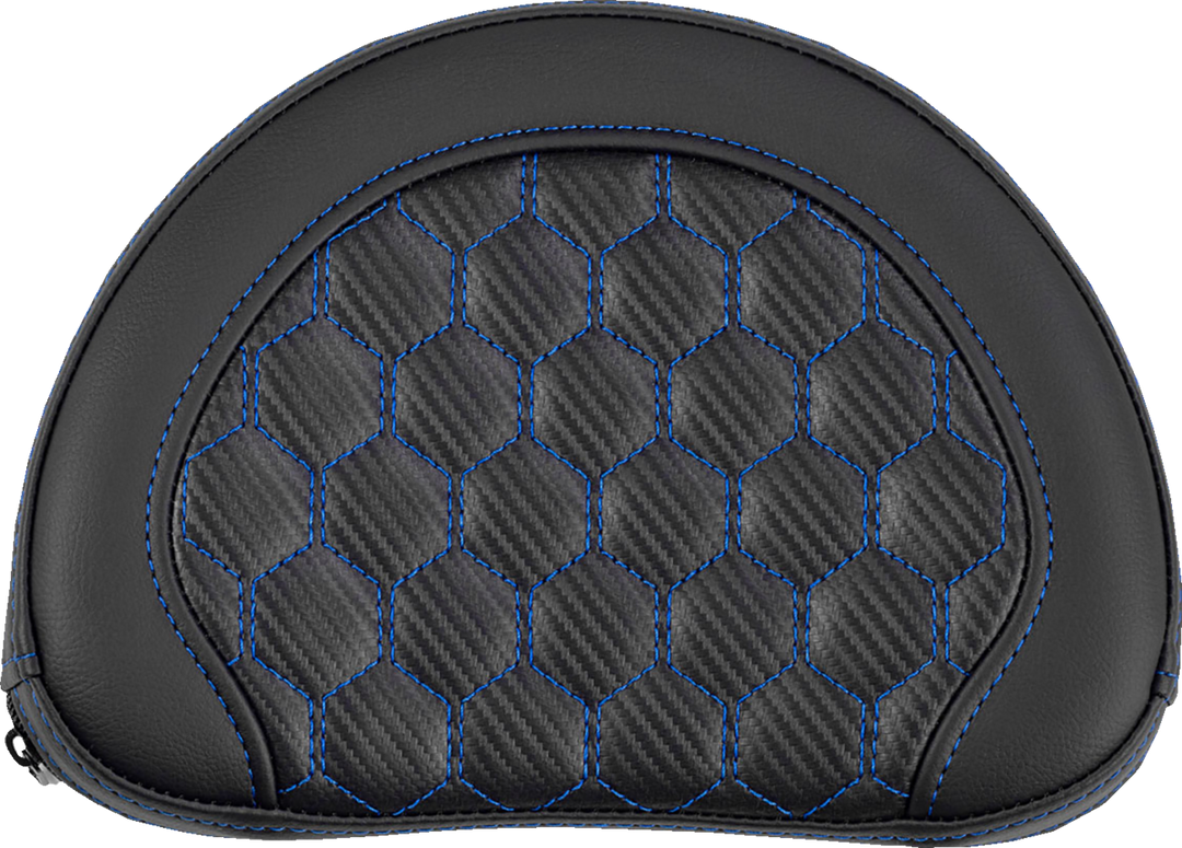 SADDLEMEN Contoured Sissy Bar Pad - Honeycomb - Blue Stitch - 2" Thick 051319001