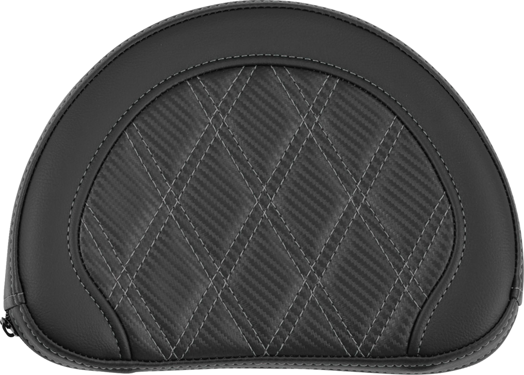 SADDLEMEN Contoured Sissy Bar Pad - Lattice Stitch - Gray Stitch - 2" Thick 051320702