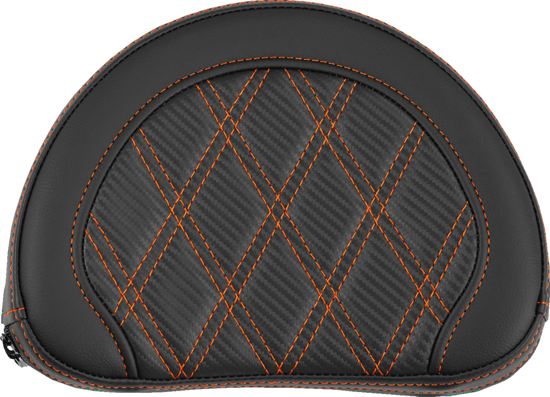 SADDLEMEN Contoured Sissy Bar Pad - Lattice Stitch - Orange Stitch - 2" Thick 051320703