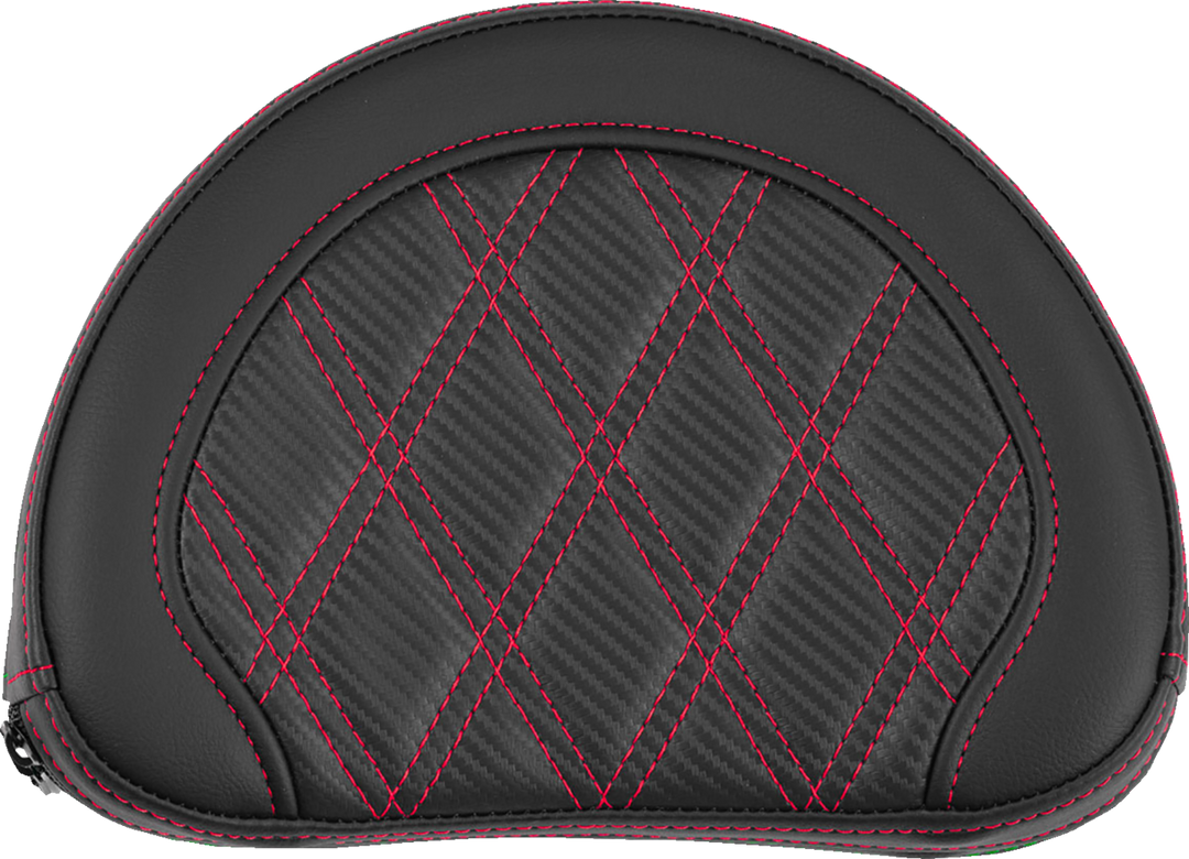 SADDLEMEN Contoured Sissy Bar Pad - Lattice Stitch - Red Stitch - 2" Thick 051320704