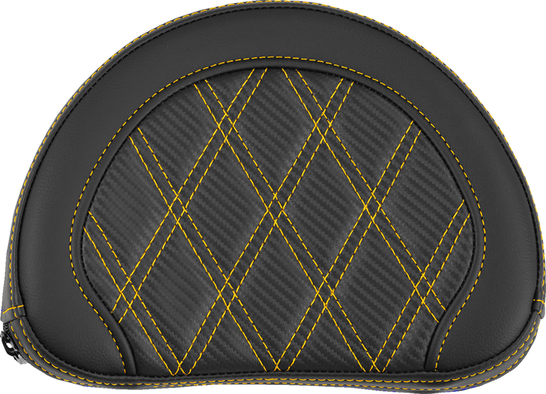 SADDLEMEN Contoured Sissy Bar Pad - Lattice Stitch - Gold Stitch - 2" Thick 051320707