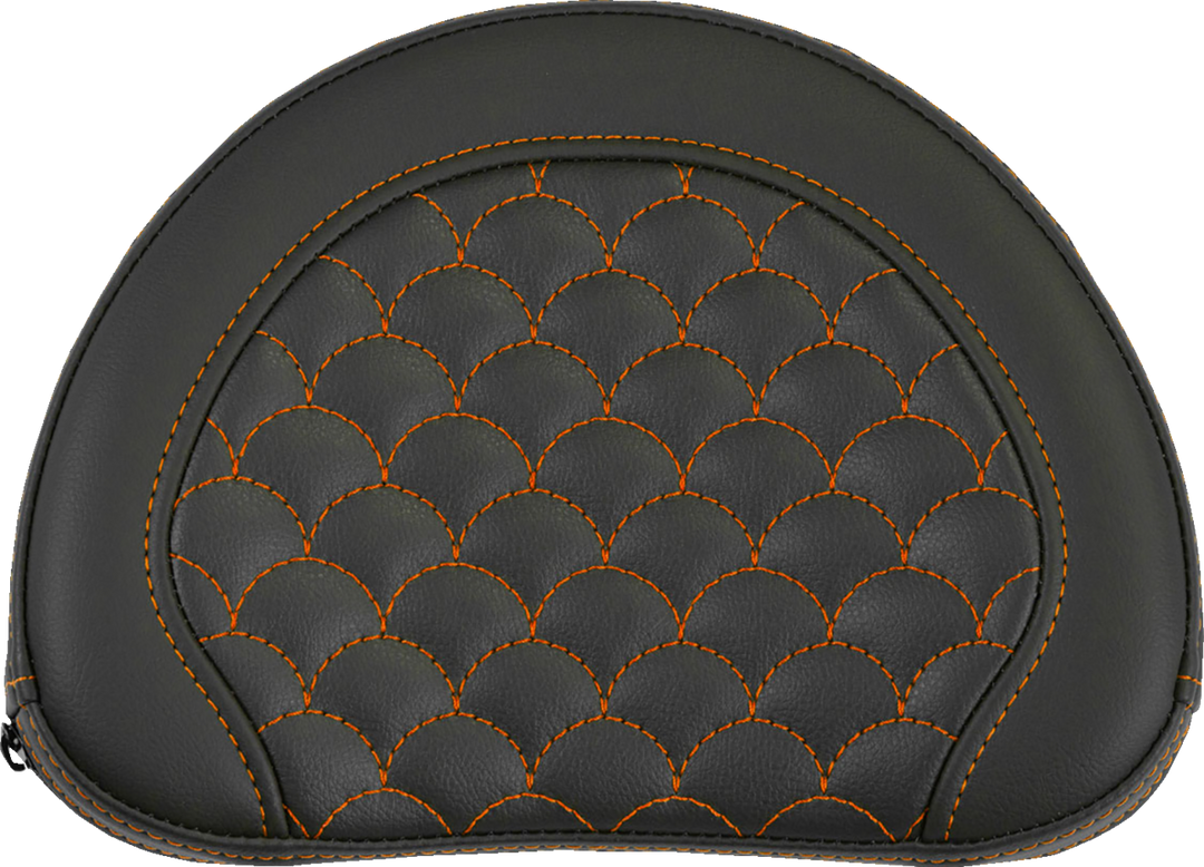 SADDLEMEN Contoured Sissy Bar Pad - Dragon Scale - Orange Stitch - 2" Thick 051320903