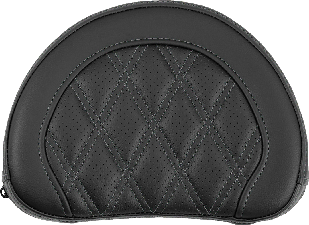 SADDLEMEN Contoured Sissy Bar Pad - Lattice Stitch - Gray Stitch - 2" Thick 051318402