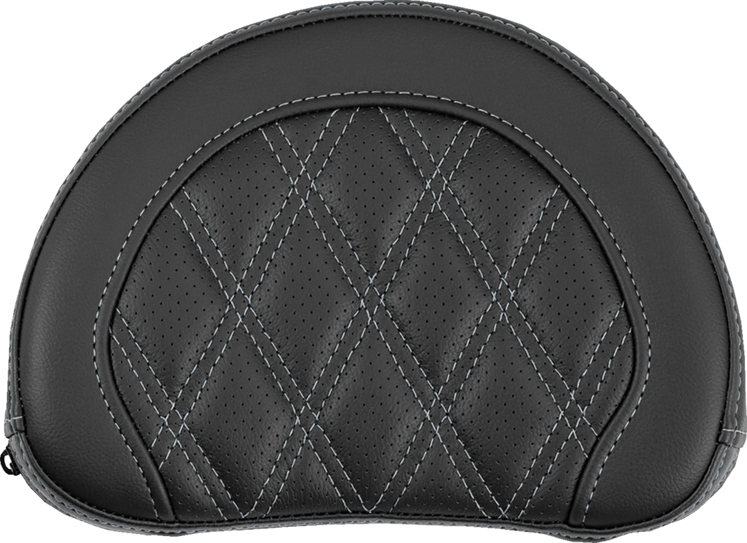 SADDLEMEN Contoured Sissy Bar Pad - Lattice Stitch - Silver Stitch - 2" Thick 051318405