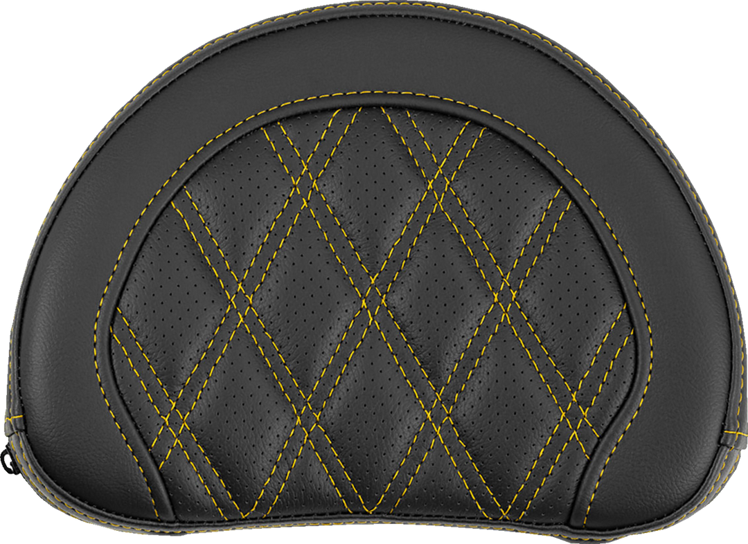SADDLEMEN Contoured Sissy Bar Pad - Lattice Stitch - Gold Stitch - 2" Thick 051318407