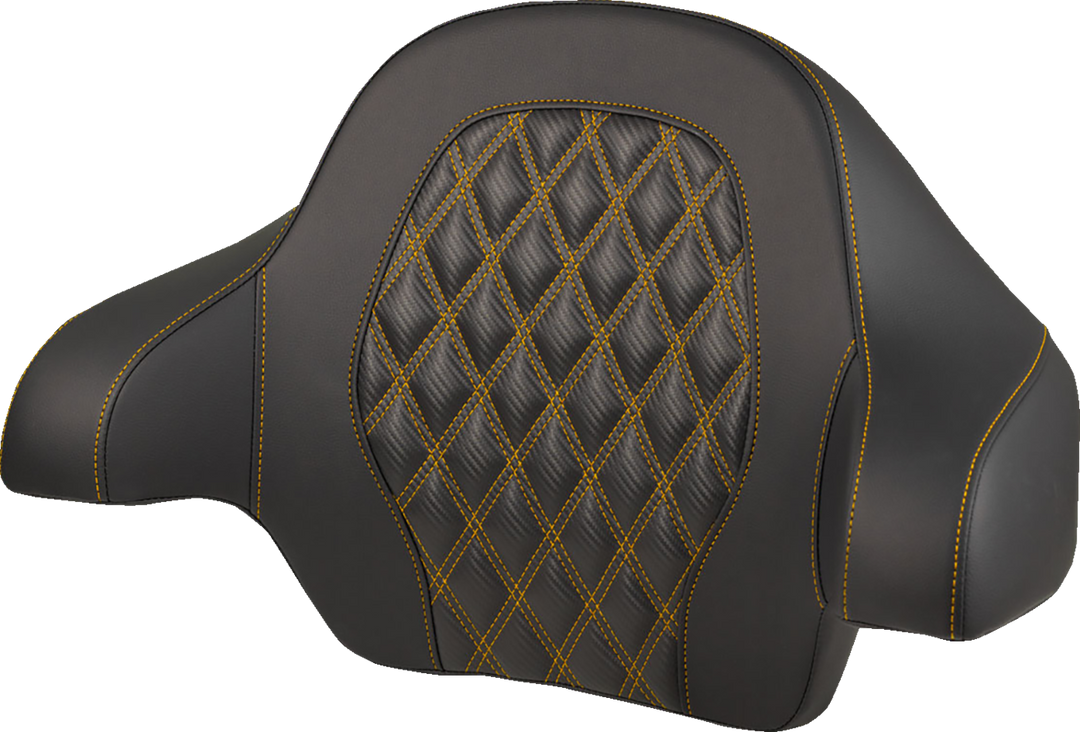 SADDLEMEN Tour-Pak® Backrest Pad - Lattice Stitch - Gold Stitch - FL '14-'25 814-07-20707