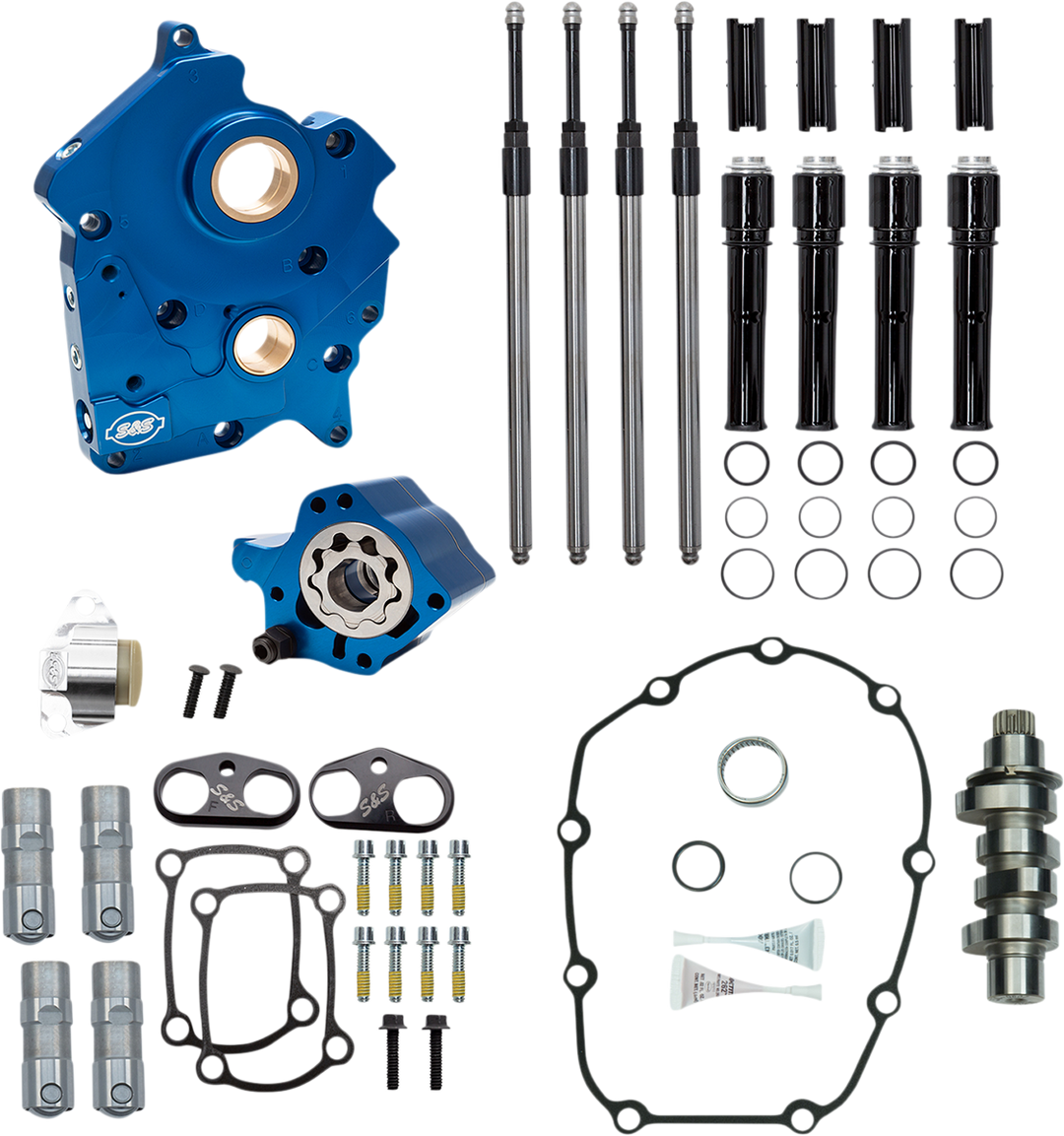 S&S CYCLE Cam Chest Kit - Oil Cooled - Chain Drive - 475 Cam - Black Pushrod Tubes - M8 310-1012C