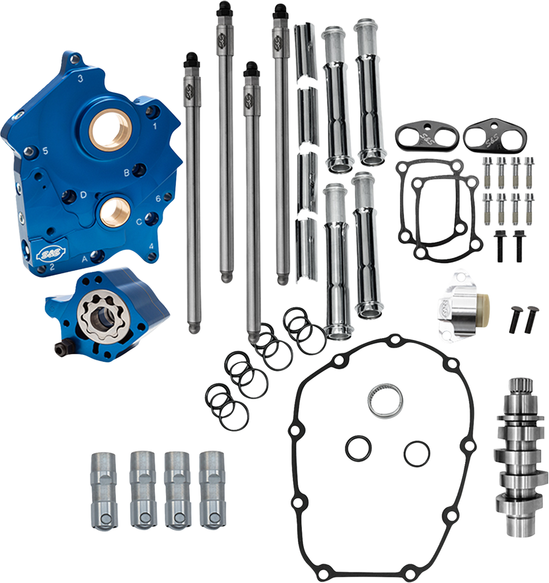 S&S CYCLE Cam Chest Kit - Oil Cooled - Chain Drive - 496 Cam - Chrome Pushrod Tubes - M8 310-1378A