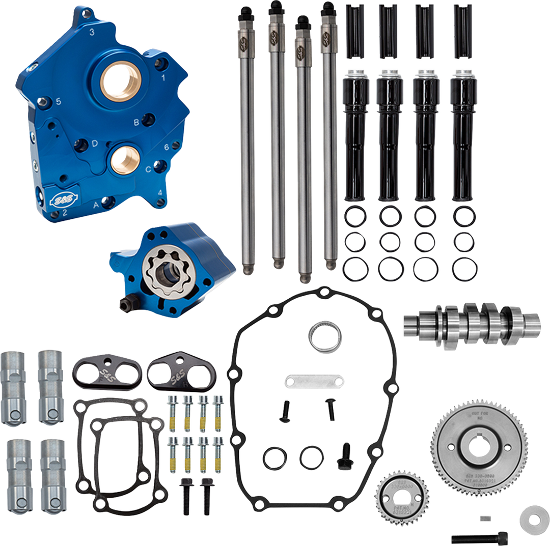 S&S CYCLE Cam Chest Kit - Oil Cooled - Gear Drive - 496 Cam - Black Pushrod Tubes - M8 310-1383A