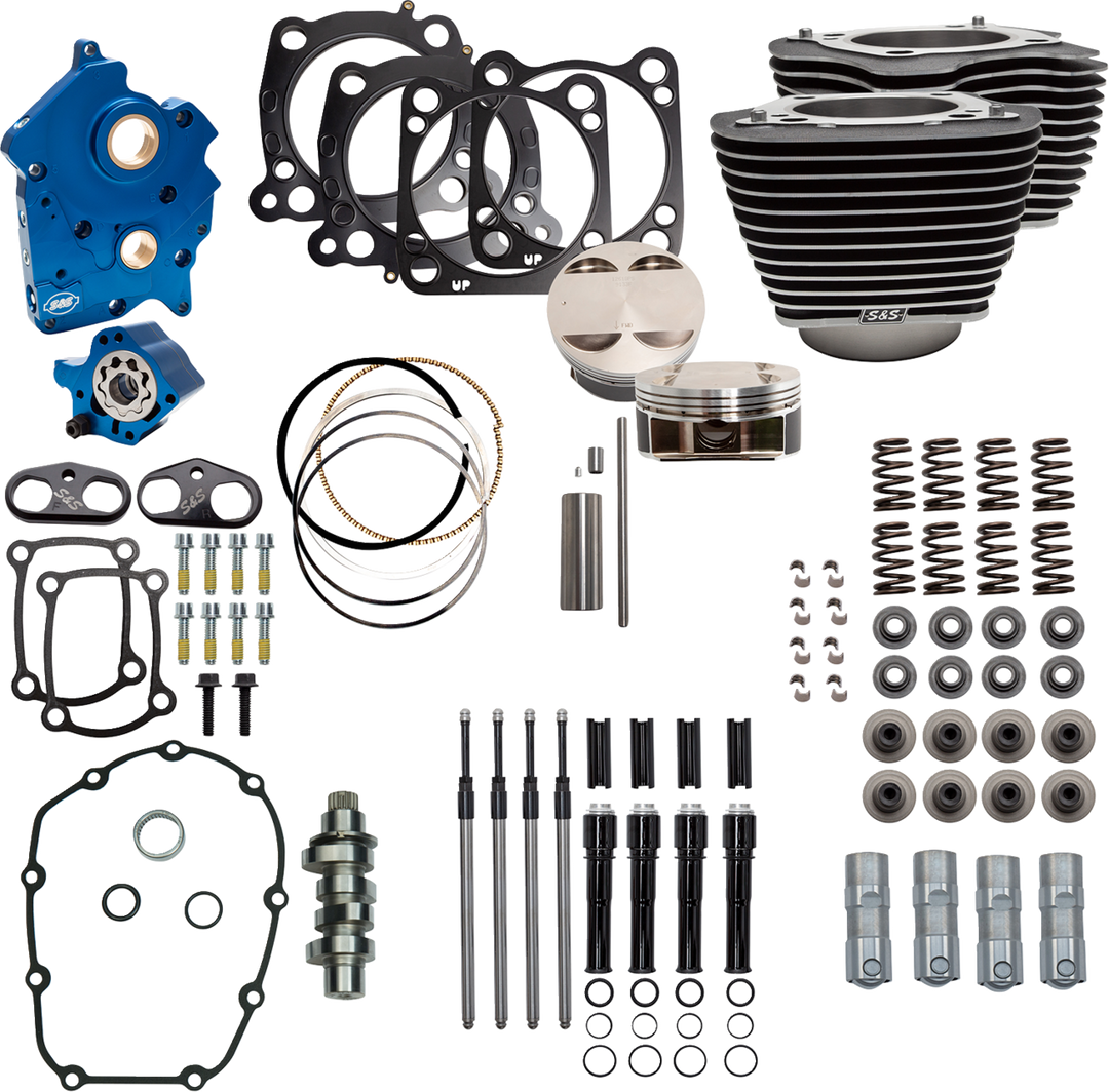 S&S CYCLE Power Pack - Water Cooled - 550C - Wrinkle Black w/Highlight - Black Pushrod Tubes - M8 310-1054D