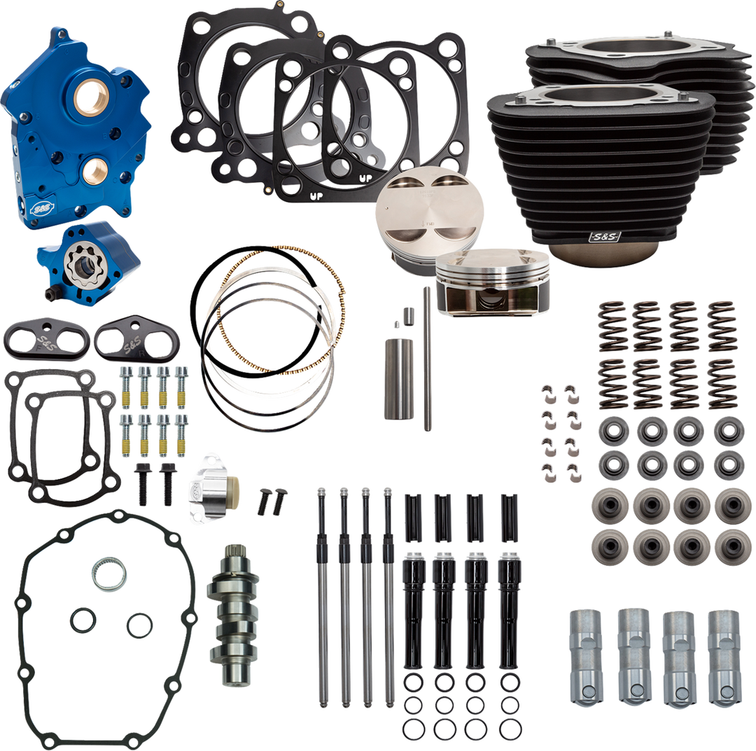 S&S CYCLE Power Pack - Oil Cooled - 550C - Wrinkle Black w/o Highlight - Black Pushrod Tubes - M8 310-1057D