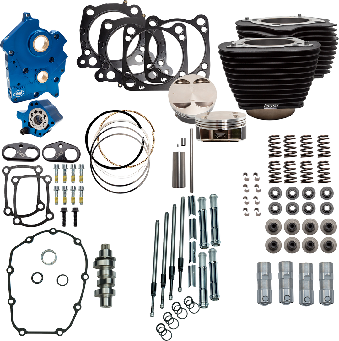 S&S CYCLE Power Pack - Oil Cooled - 550C - Wrinkle Black w/o Highlight - Chrome Pushrod Tubes - M8 310-1105D