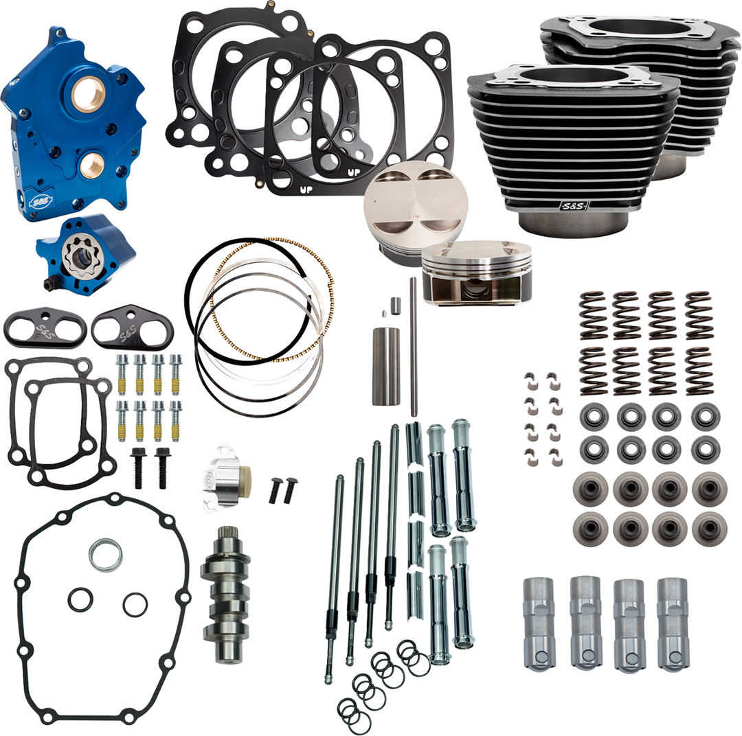 S&S CYCLE Power Pack - Oil Cooled - 550C - Black Granite w/Highlight - Chrome Pushrod Tubes - M8 310-1109D