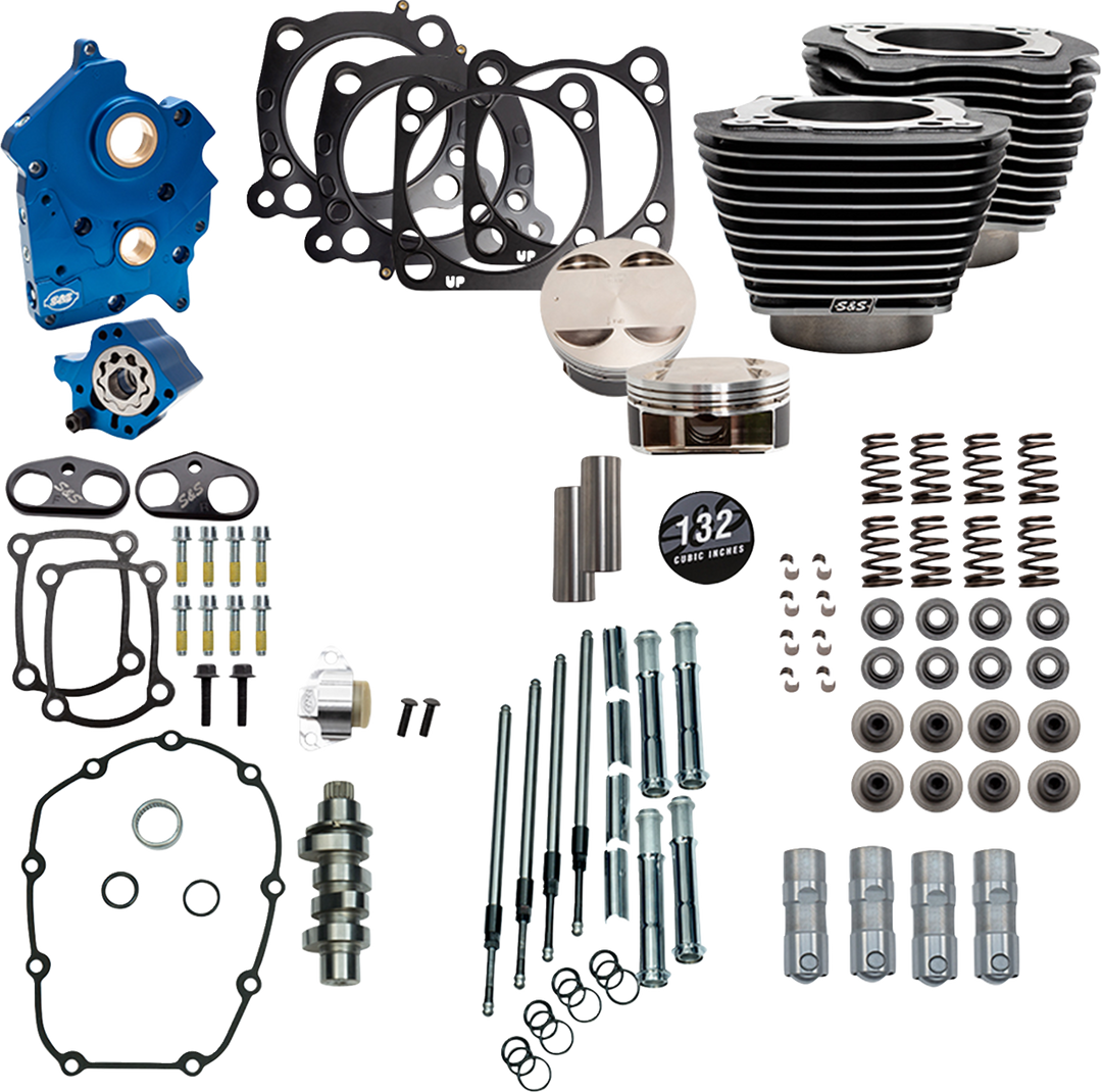 S&S CYCLE Power Pack - Water Cooled - 550C - Black Granite w/Highlight - Chrome Pushrod Tubes - 114"/117" M8 310-1235D