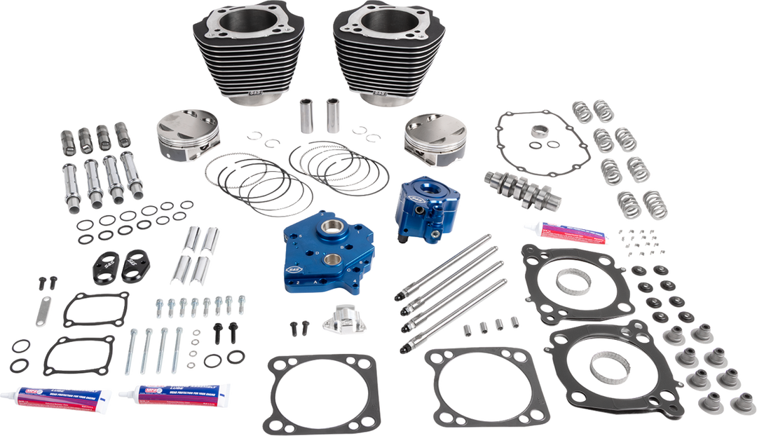 S&S CYCLE Power Package - Oil Cooled - 496 Gear Drive - Wrinkle Black w/Highlight - M8 310-1393A