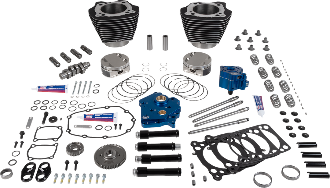 S&S CYCLE Power Pack - Oil Cooled - 496 Gear Drive - Wrinkle Black w/Highlight - M8 310-1398A