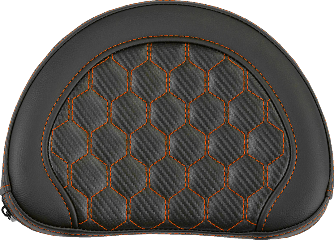 SADDLEMEN Contoured Sissy Bar Pad - Honeycomb - Orange Stitch - 2" Thick 051319003