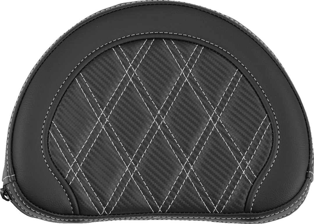 SADDLEMEN Contoured Sissy Bar Pad - Lattice Stitch - Silver Stitch - 2" Thick 051320705